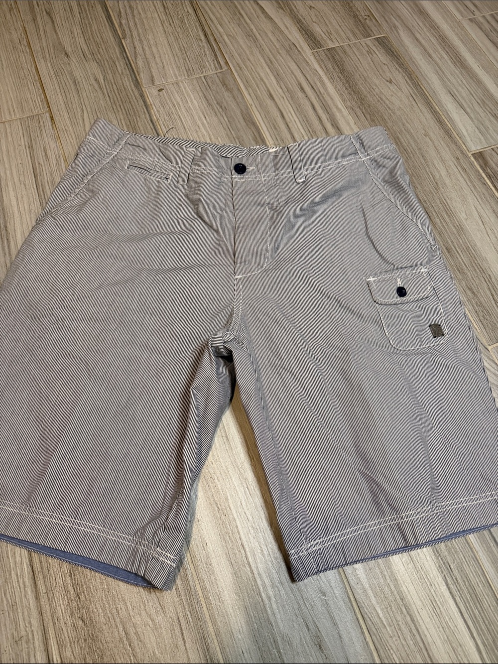 Marc Ecko Gray Pinstripe Cargo Shorts